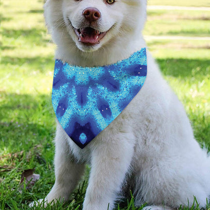 Blue Snowflake Kaleidoscope Print Over The Collar Dog Bandana