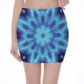 Blue Snowflake Kaleidoscope Print Pencil Mini Skirt