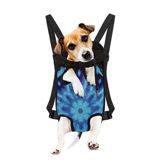 Blue Snowflake Kaleidoscope Print Pet Carrier Backpack