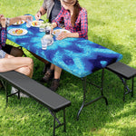 Blue Snowflake Kaleidoscope Print Picnic Table Cover