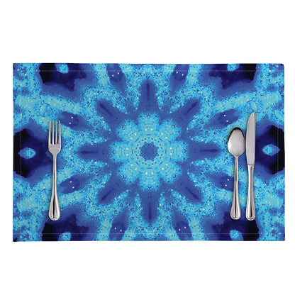 Blue Snowflake Kaleidoscope Print Placemat