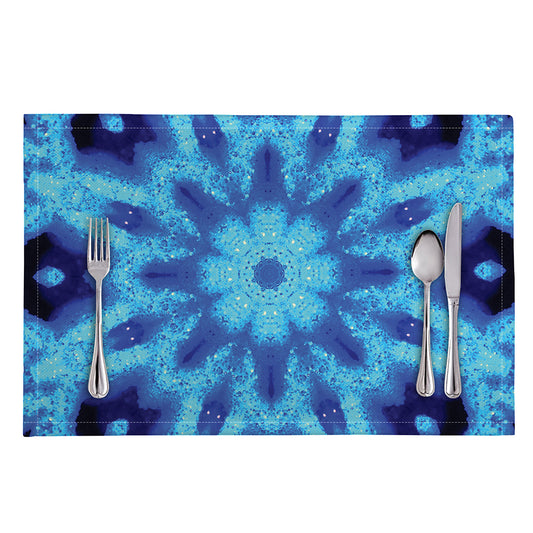 Blue Snowflake Kaleidoscope Print Placemat