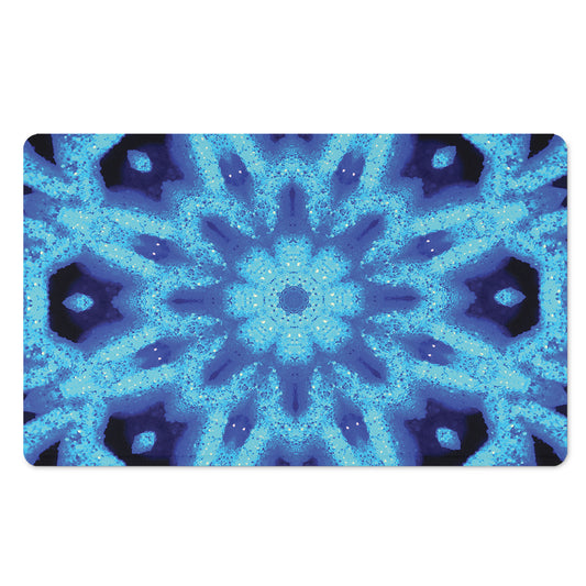 Blue Snowflake Kaleidoscope Print Polyester Doormat