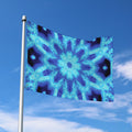 Blue Snowflake Kaleidoscope Print Polyester Flag