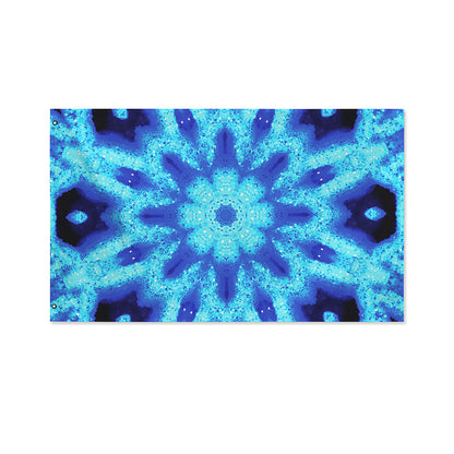 Blue Snowflake Kaleidoscope Print Polyester Flag