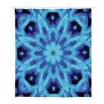 Blue Snowflake Kaleidoscope Print Polyester Shower Curtain