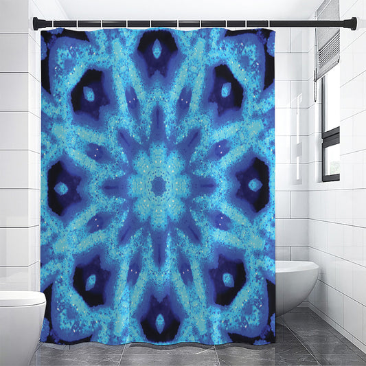 Blue Snowflake Kaleidoscope Print Premium Shower Curtain