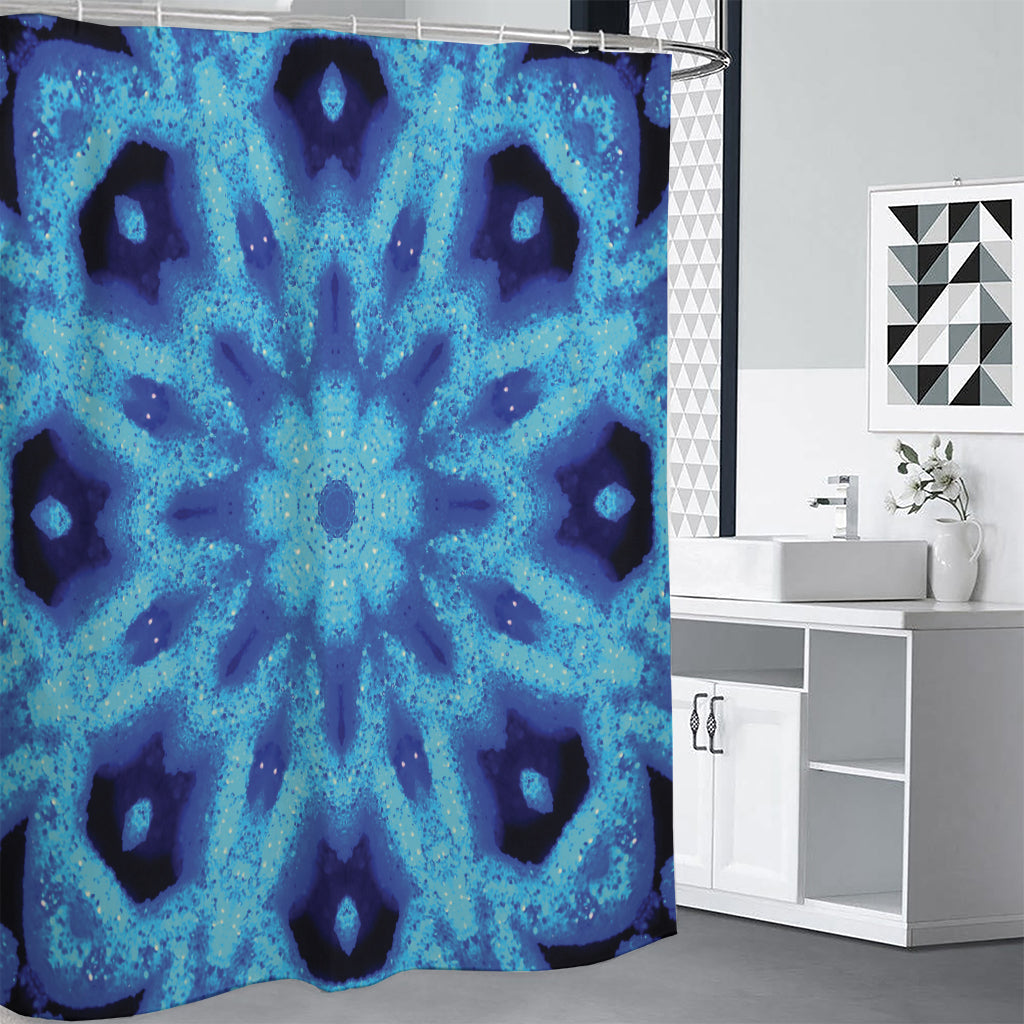 Blue Snowflake Kaleidoscope Print Premium Shower Curtain