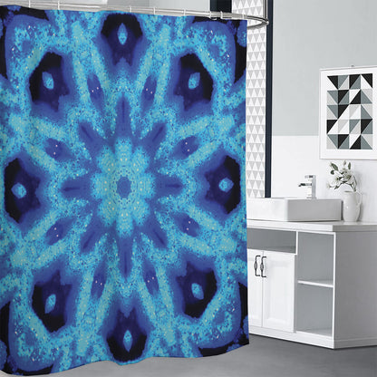 Blue Snowflake Kaleidoscope Print Premium Shower Curtain