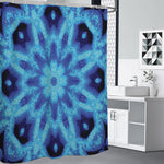 Blue Snowflake Kaleidoscope Print Premium Shower Curtain