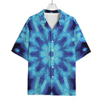 Blue Snowflake Kaleidoscope Print Rayon Hawaiian Shirt