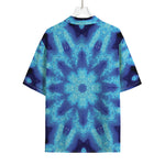 Blue Snowflake Kaleidoscope Print Rayon Hawaiian Shirt