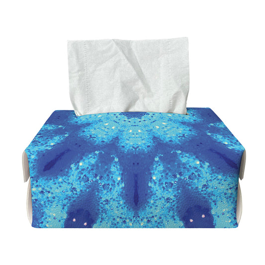 Blue Snowflake Kaleidoscope Print Rectangle Tissue Box Cover