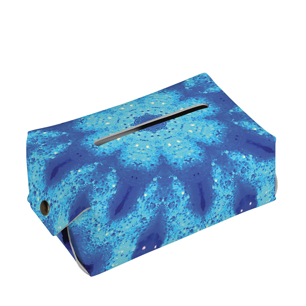 Blue Snowflake Kaleidoscope Print Rectangle Tissue Box Cover