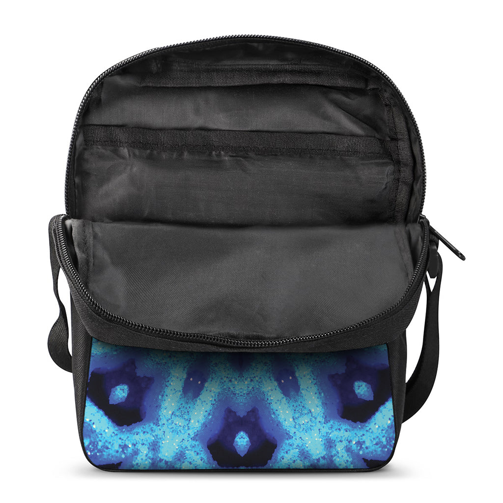 Blue Snowflake Kaleidoscope Print Rectangular Crossbody Bag