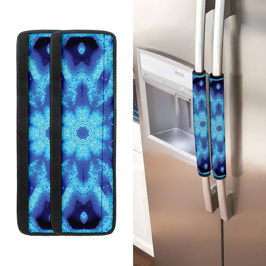 Blue Snowflake Kaleidoscope Print Refrigerator Handle Covers