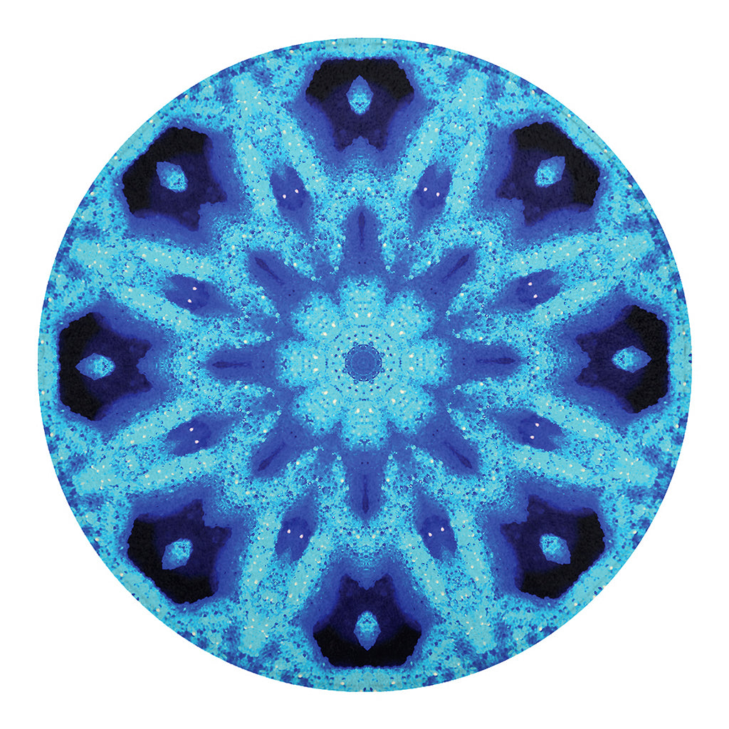 Blue Snowflake Kaleidoscope Print Round Blanket