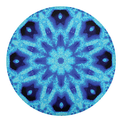 Blue Snowflake Kaleidoscope Print Round Blanket