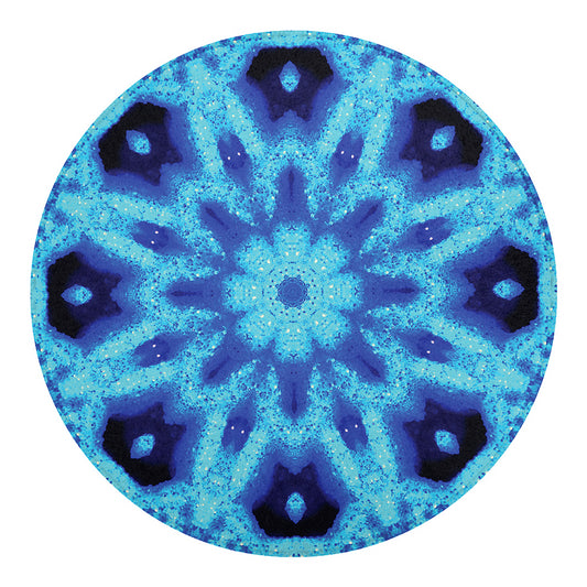 Blue Snowflake Kaleidoscope Print Round Blanket