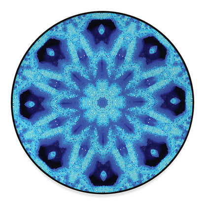 Blue Snowflake Kaleidoscope Print Round Floor Mat