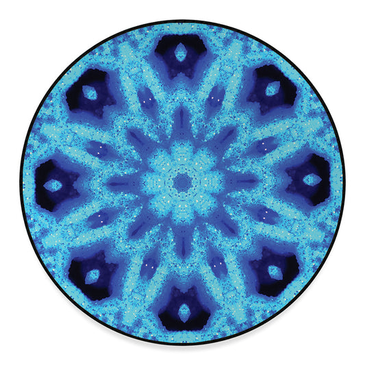 Blue Snowflake Kaleidoscope Print Round Floor Mat