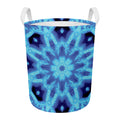 Blue Snowflake Kaleidoscope Print Round Laundry Basket