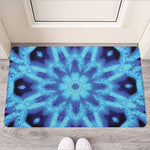 Blue Snowflake Kaleidoscope Print Rubber Doormat