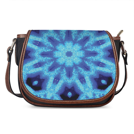Blue Snowflake Kaleidoscope Print Saddle Bag