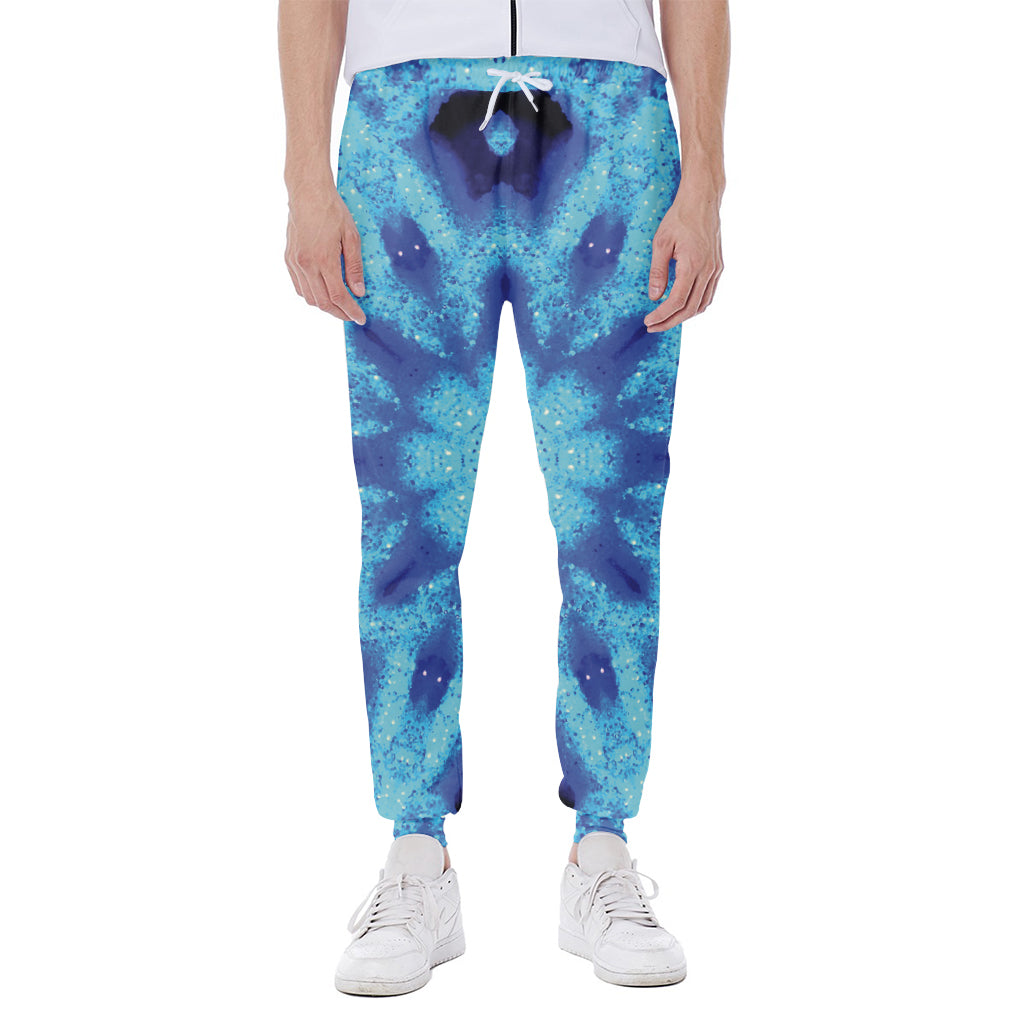 Blue Snowflake Kaleidoscope Print Scuba Joggers