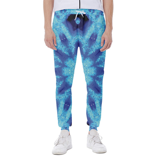 Blue Snowflake Kaleidoscope Print Scuba Joggers