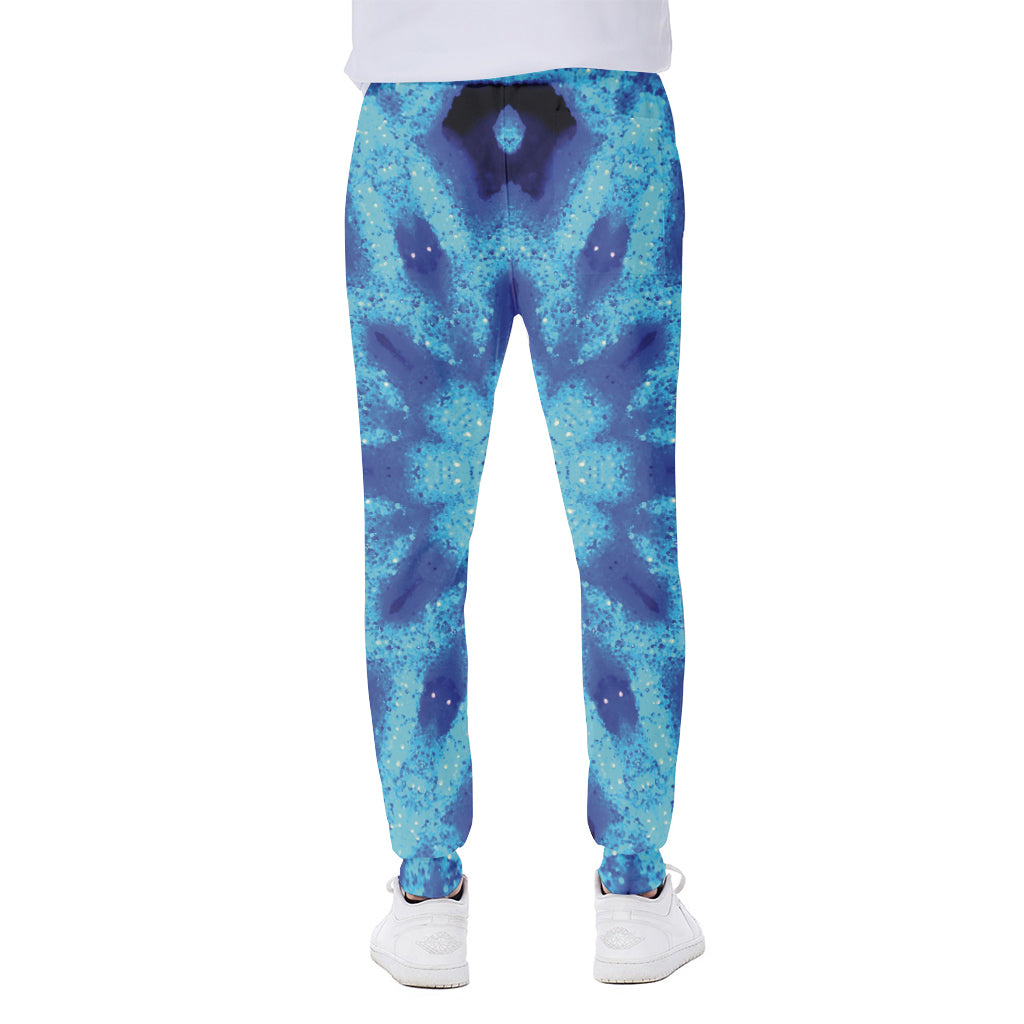Blue Snowflake Kaleidoscope Print Scuba Joggers
