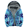 Blue Snowflake Kaleidoscope Print Sherpa Lined Zip Up Hoodie