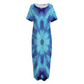 Blue Snowflake Kaleidoscope Print Short Sleeve Long Nightdress