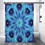 Blue Snowflake Kaleidoscope Print Shower Curtain