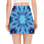 Blue Snowflake Kaleidoscope Print Side Slit Mini Skirt