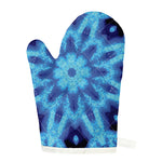 Blue Snowflake Kaleidoscope Print Single Oven Mitt