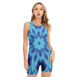 Blue Snowflake Kaleidoscope Print Sleeveless One Piece Swimsuit