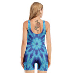 Blue Snowflake Kaleidoscope Print Sleeveless One Piece Swimsuit