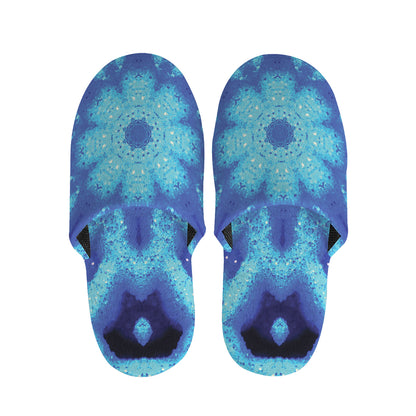 Blue Snowflake Kaleidoscope Print Slippers