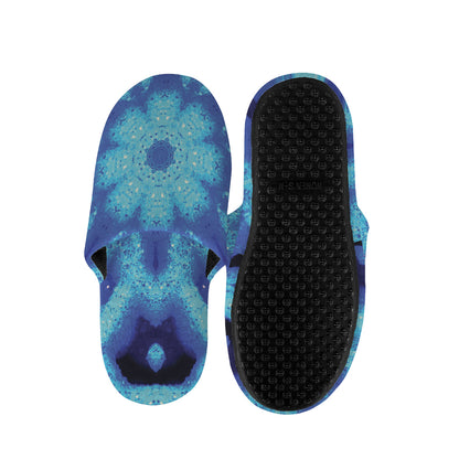 Blue Snowflake Kaleidoscope Print Slippers