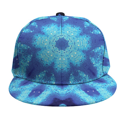 Blue Snowflake Kaleidoscope Print Snapback Cap