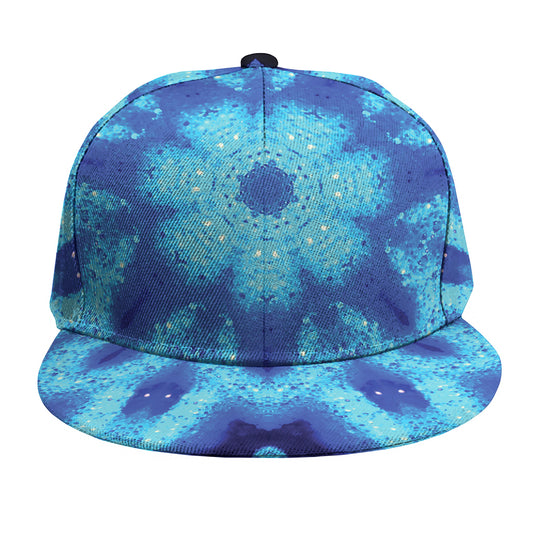 Blue Snowflake Kaleidoscope Print Snapback Cap