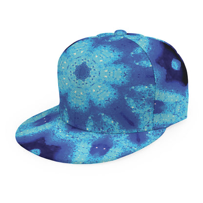 Blue Snowflake Kaleidoscope Print Snapback Cap