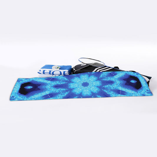 Blue Snowflake Kaleidoscope Print Sports Towel