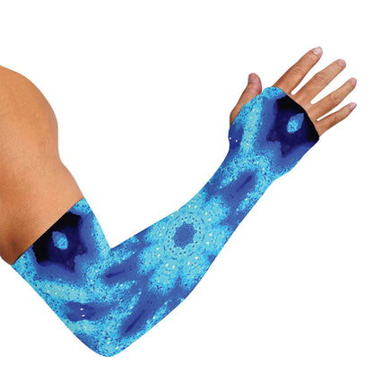 Blue Snowflake Kaleidoscope Print Sun Protection Arm Sleeves