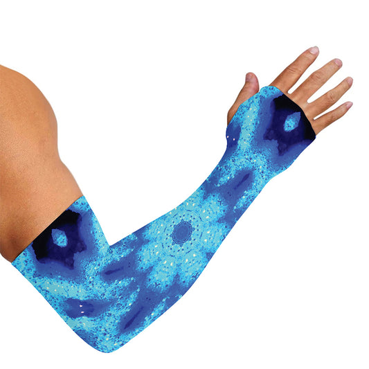 Blue Snowflake Kaleidoscope Print Sun Protection Arm Sleeves