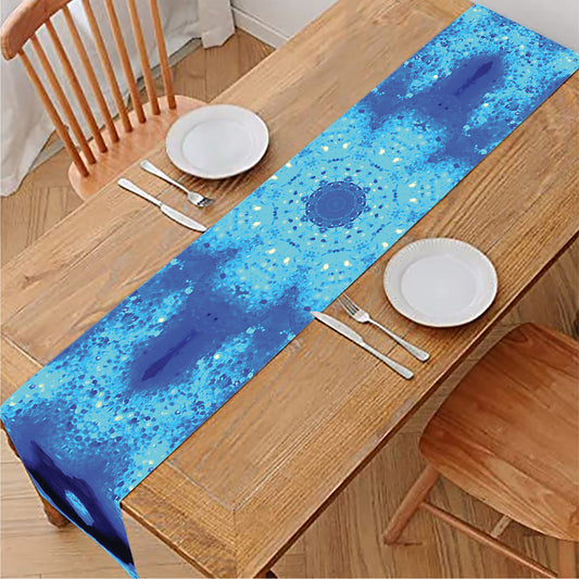 Blue Snowflake Kaleidoscope Print Table Runner