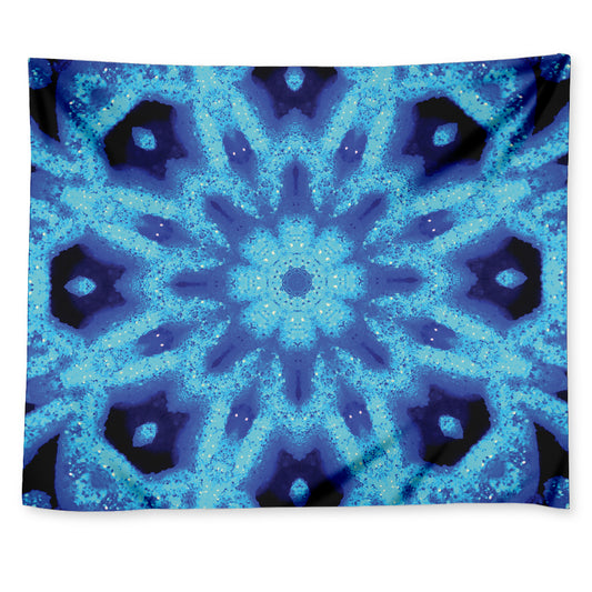 Blue Snowflake Kaleidoscope Print Tapestry