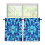 Blue Snowflake Kaleidoscope Print Tier Curtains