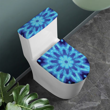Blue Snowflake Kaleidoscope Print Toilet Lid And Tank Cover Set